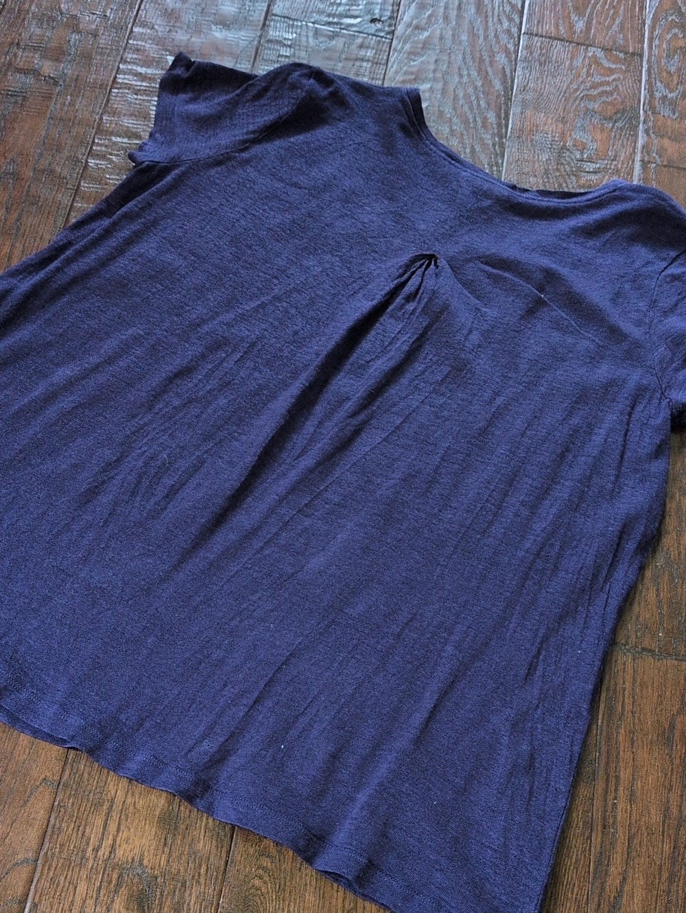 J. JILL I Lightweight Short Sleeve Linen Henley Top in Deep Purple Blue, M - Picture 4 of 10